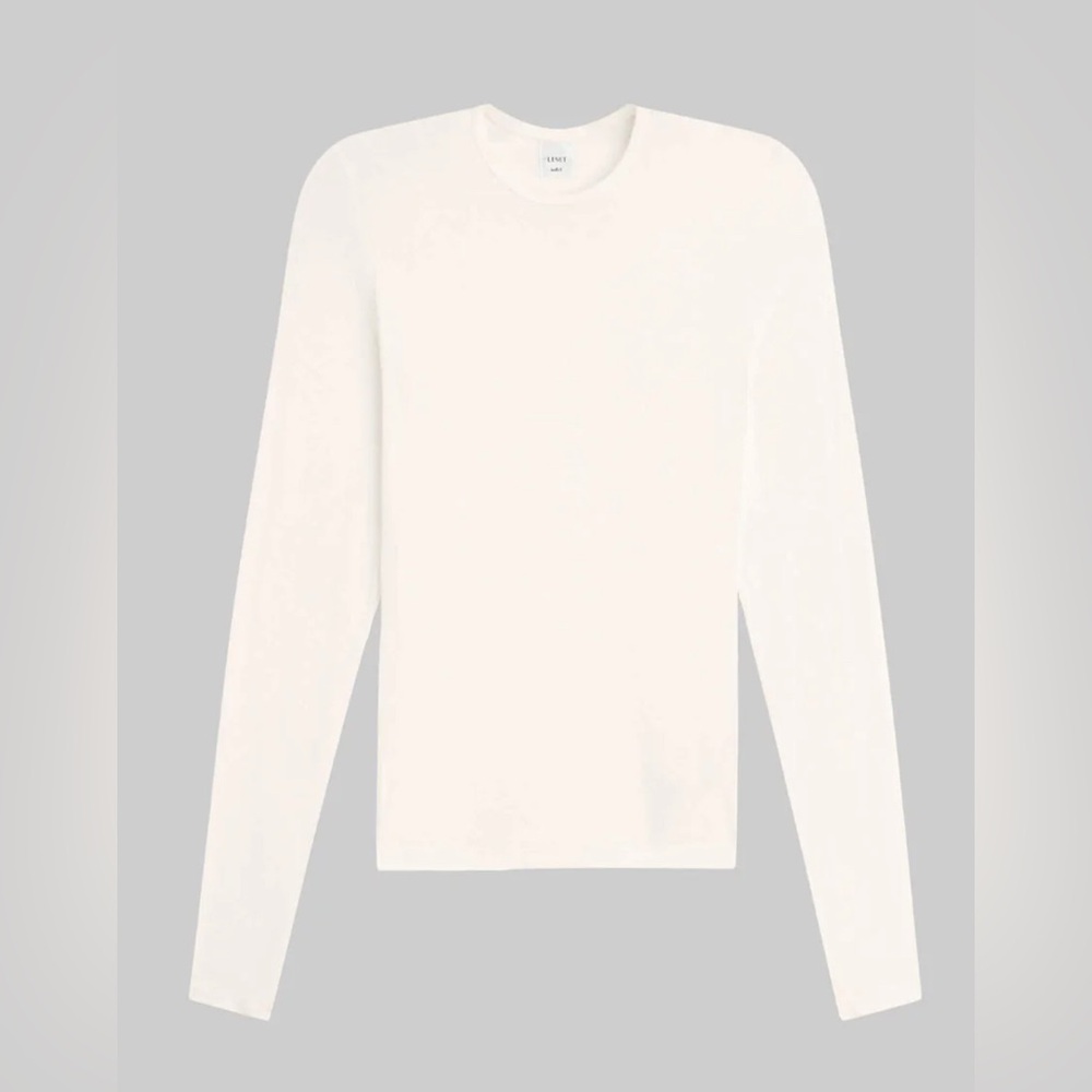 Leset Pointelle Slim Fit Long Sleeve - S - White